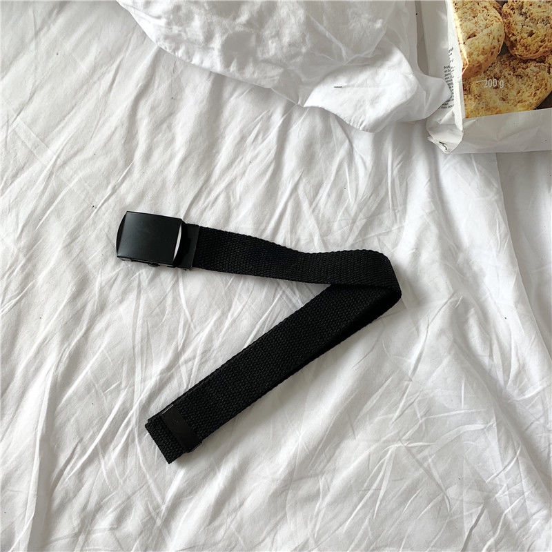 Thắt lưng canvas màu trơn có khóa thời trang nam nữ