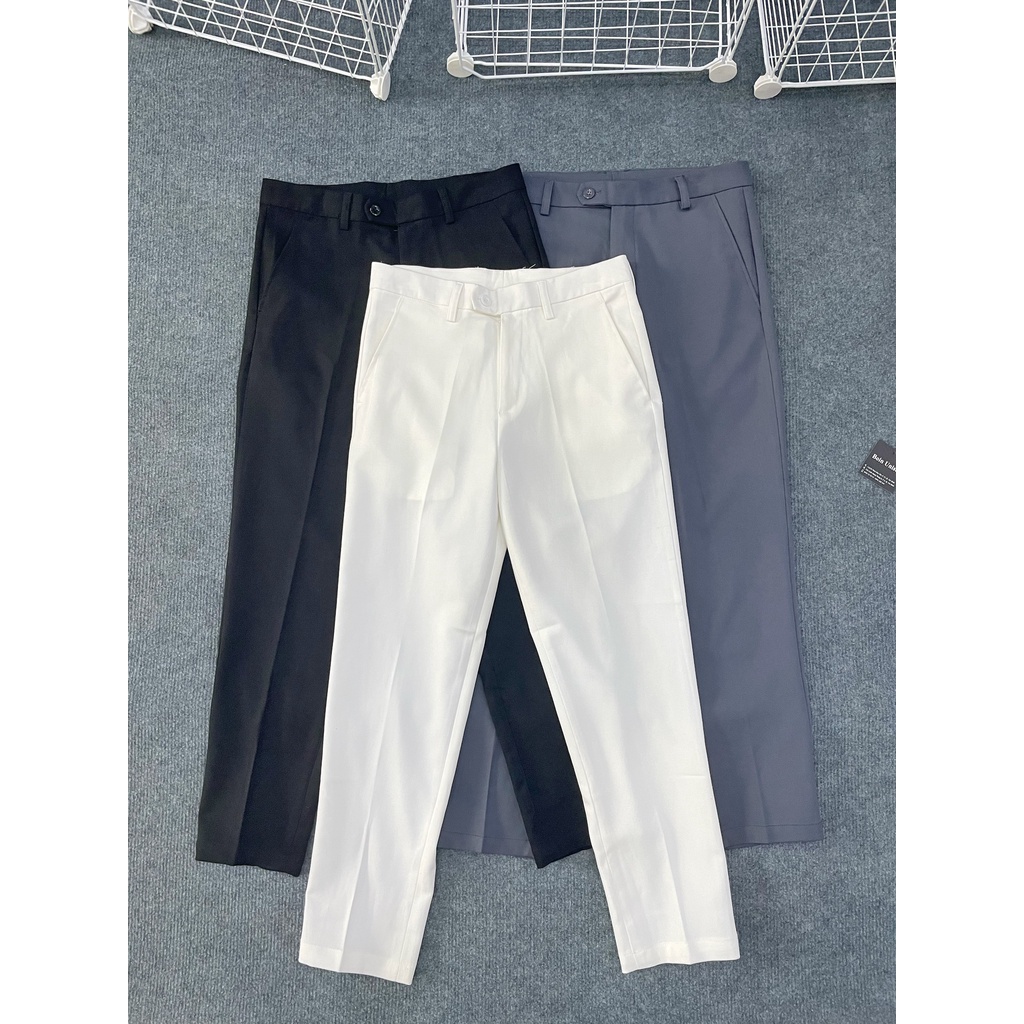 Quần Tây Âu baggy dáng suông 4 màu BE/TRẮNG/ĐEN/XÁM form nam nữ unisex_Hình thật tại Boin store