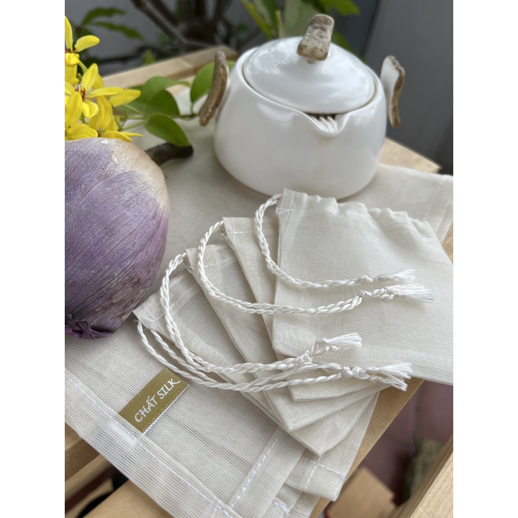 Túi lọc trà/cả phê hanmade CỔ CHẤT SILK 100% tơ tằm tự nhiên, tuyêt đối an toàn, giữ vị nguyên bản của thức uống