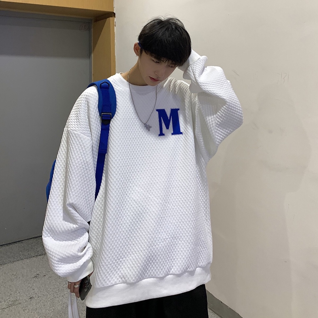 Áo Nỉ Sweater Dáng Rộng Nam Nữ Chữ M Tay Bồng Unisex Form Thụng Uzzlang