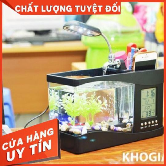 (SỈ = LẺ XẢ KHO, FREE SHIP) Bể Cá Mini Kiêm Đồng Hồ Để Bàn Siêu Dễ Thương Màu Ngẫu Nhiên