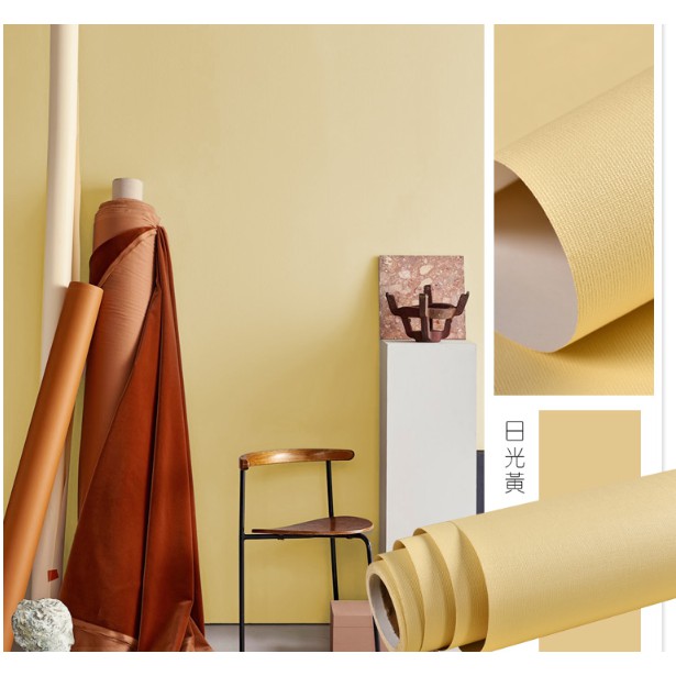 Giấy Dán Tường màu vàng chanh nhám 𝑭𝒓𝒆𝒆𝒔𝒉𝒊𝒑 Decal Dán Tường Phòng Ngủ Có Keo Sẵn