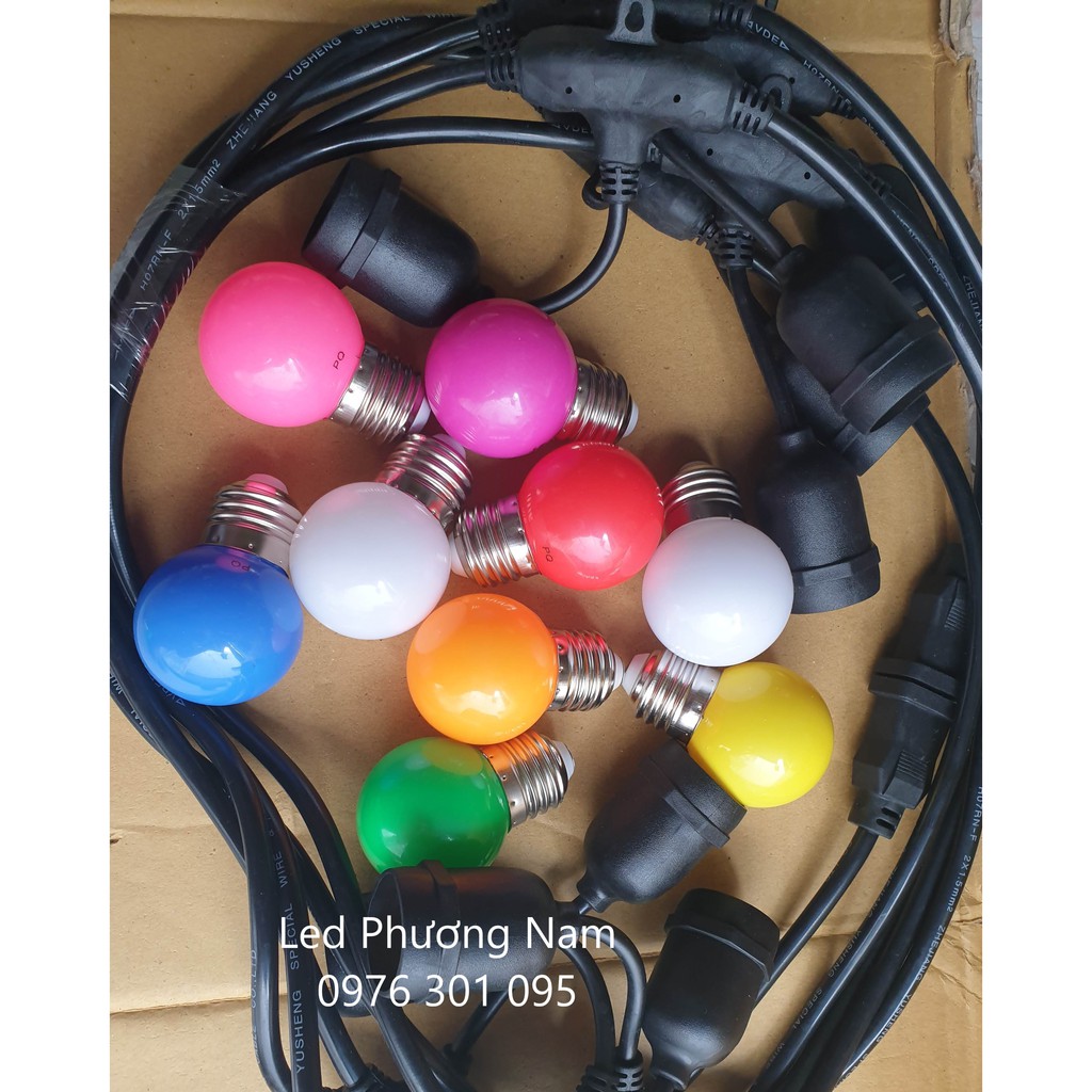 Dây Đui Đèn Trang Trí Ngoài Trời kết hợp Bóng Led Chanh Nhiều Màu [1w]