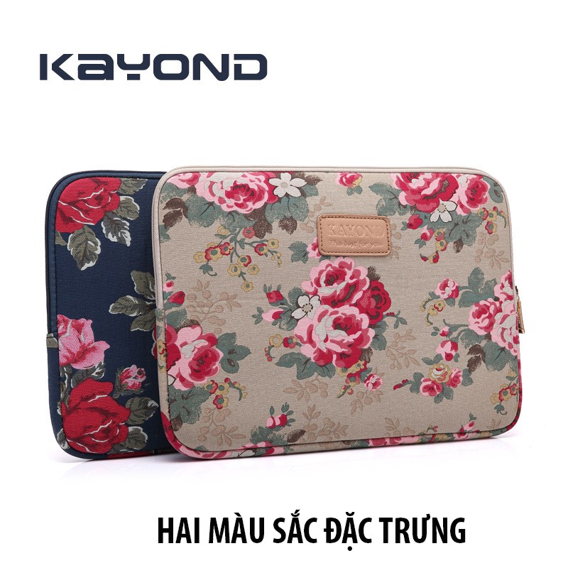 [Mã ELFLASH5 giảm 20K đơn 50K] Túi chống sốc Macbook Air, Macbook Pro, Laptop KAYOND họa tiết hoa hồng