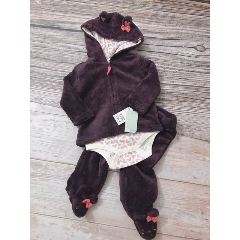 Set 3ct bé gái gồm body áo khoác và quần liền bàn siêu xinh.