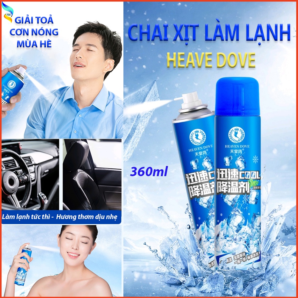 [Chai 360ml] Bình Xịt Làm Lạnh Nhanh Have Dove Và Cool, Chai Xịt Làm Mát Ô Tô, Làm Mát Cơ Thể, Giảm Đau Do Chấn Thương