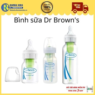 Bình sữa dr brown option cổ thường kèm hộp 60ml, 120ml, 250ml màu xanh shop rambo kids