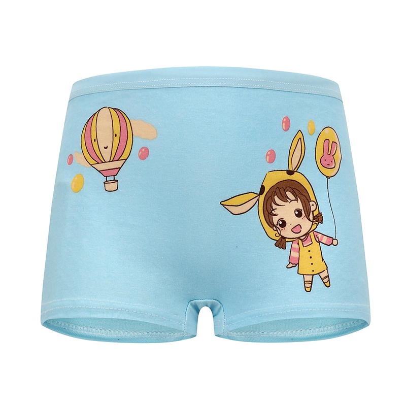 Bộ 4 Quần Lót Boxer Vải Cotton Mềm In Họa Tiết Hoạt Hình Dễ Thương Cho Bé Gái 3-12 Tuổi