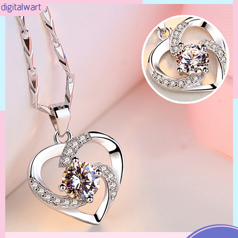Mặt dây chuyền hình trái tim đính đá lấp lánh thanh lịch