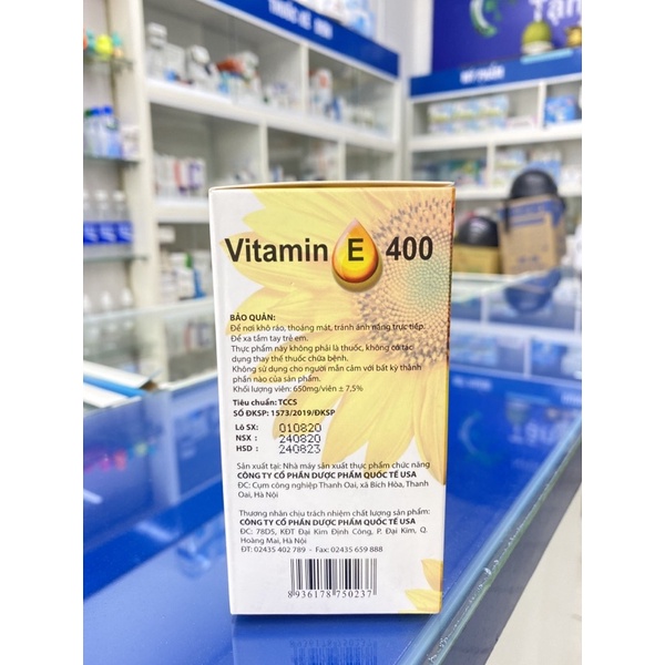 Viên uống Vitamin E 400 iu Giúp làm đẹp da - bổ sung vtm E 400mg ngăn ngừa lão hóa, tốt cho sinh lý