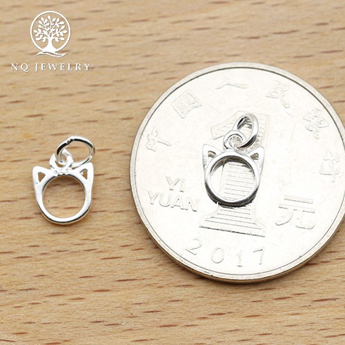 Charm bạc mặt hình đầu mèo treo - NQ Jewelry