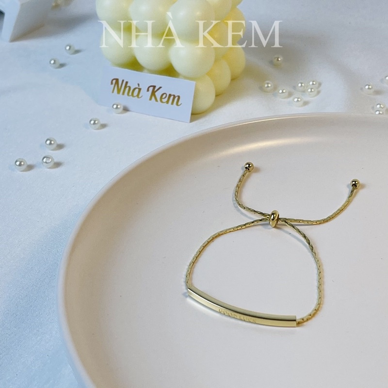 Vòng tay nữ, lắc tay gold bar &quot;GOODLUCK&quot; Khoá rút T14