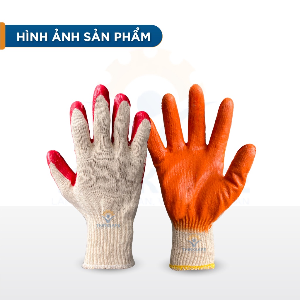 Găng tay bảo hộ lao động phủ cao su găng cotton chống trơn, nóng, hóa chất, hoàn thiện cao - THINKSAFE