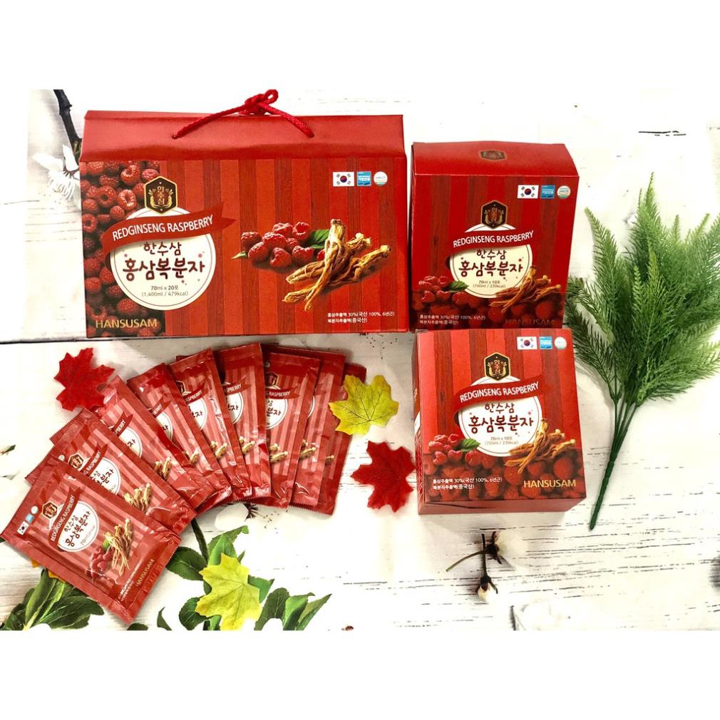 Nước hồng sâm phúc bồn tử HANSUSAM Hàn Quốc (Hôp 20 gói x70ml)