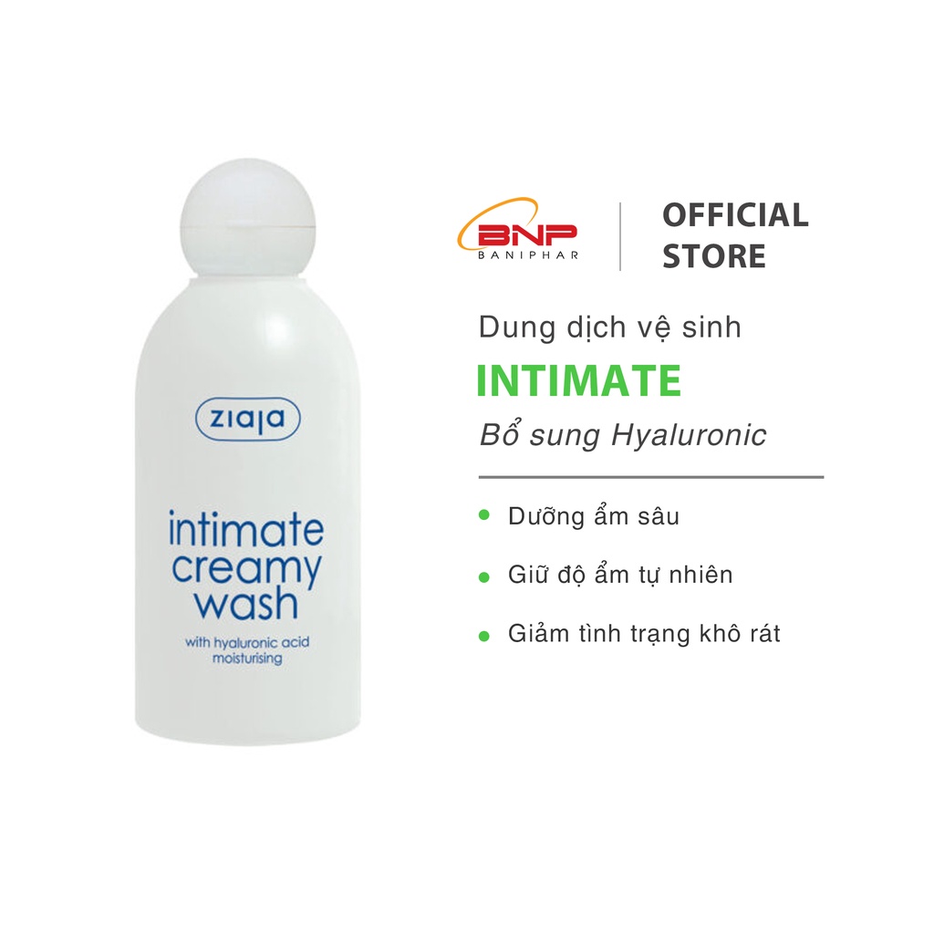 Dung dịch vệ sinh phụ nữ Intima ziaja bổ sung Hyaluronic 200ml