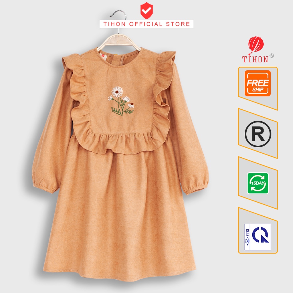 Váy bé gái TIHON chất liệu mềm mại, ấm áp cho mùa thu đông VT0850145