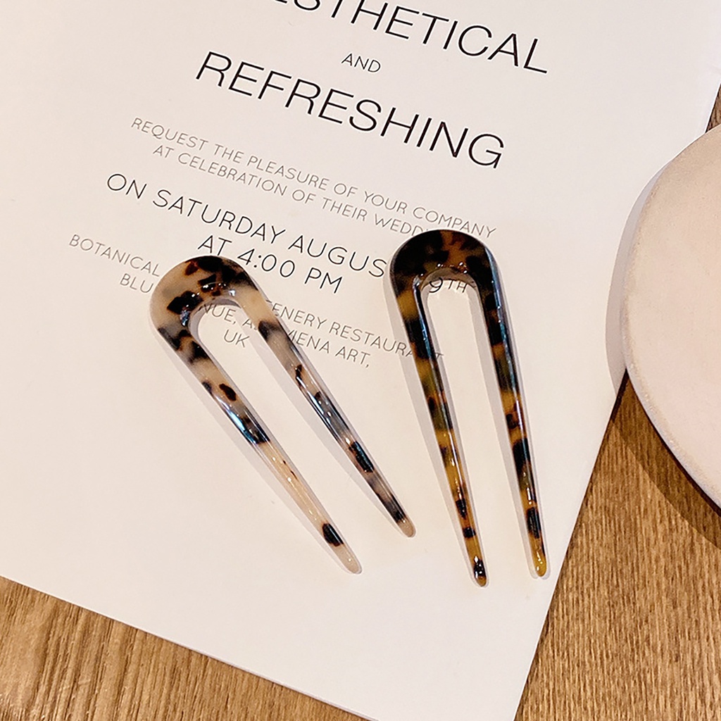 Trâm Cài Tóc Chữ U Họa Tiết Da Báo Không Độc Hại Cho Nữ