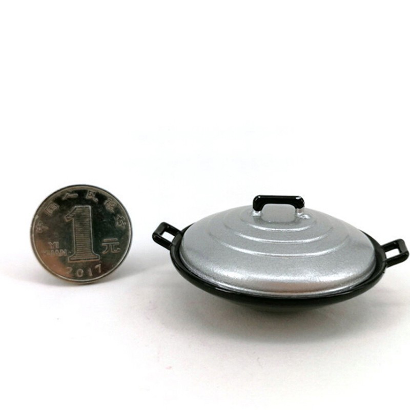 [superhomestore]2Pcs/set 1:12 dollhouse miniature kitchen cooking wok pot cover furniture toys