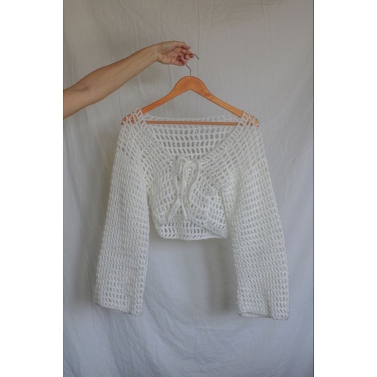 Áo cardigan lưới cột nơ xinh