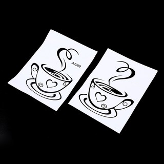 Decal dán tường hình tách cà phê màu đen