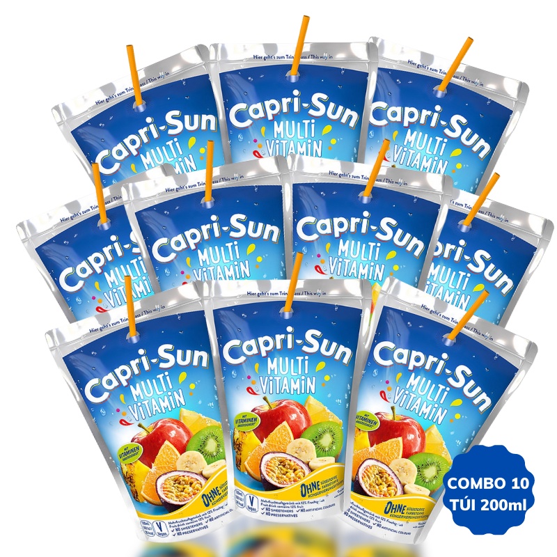 {Combo 10 túi} Nước trái cây Capri Sun vị MultiVitamin 200ml - hàng nhập khẩu Đức chính hãng