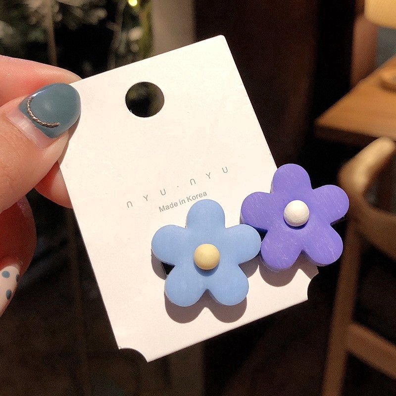 Kẹp tóc hình bông hoa đôi màu kẹo xinh xắn thời trang Hàn Quốc