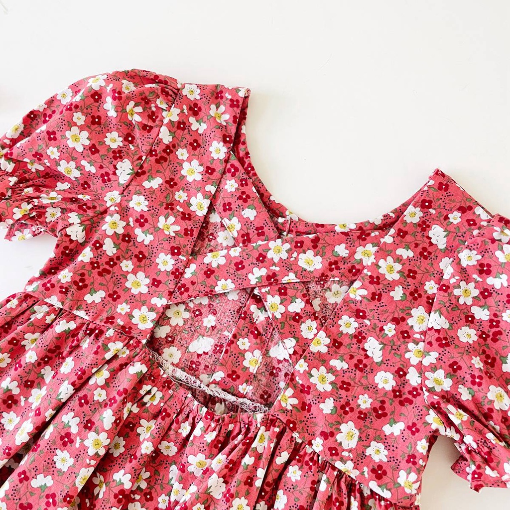 Sanlutoz Đầm Công Chúa Tay Ngắn Bằng Cotton In Hoa Dễ Thương Thời Trang Cho Bé Gái