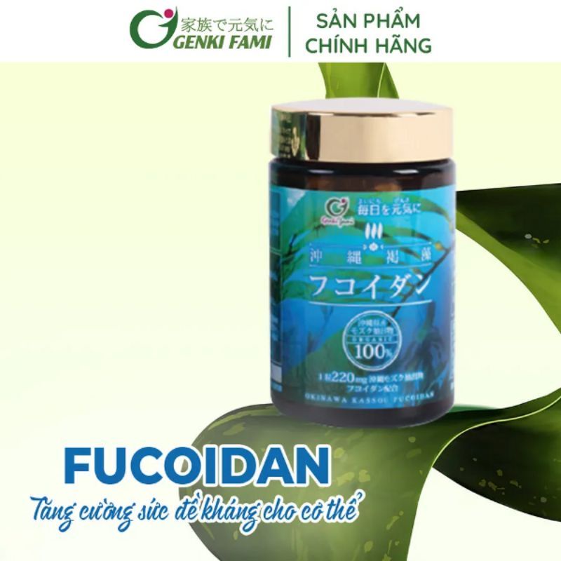 Fucoidan tăng cường sức đề kháng cho cơ thể, bảo vệ sức khỏe Genki Fami hộp 150 viên