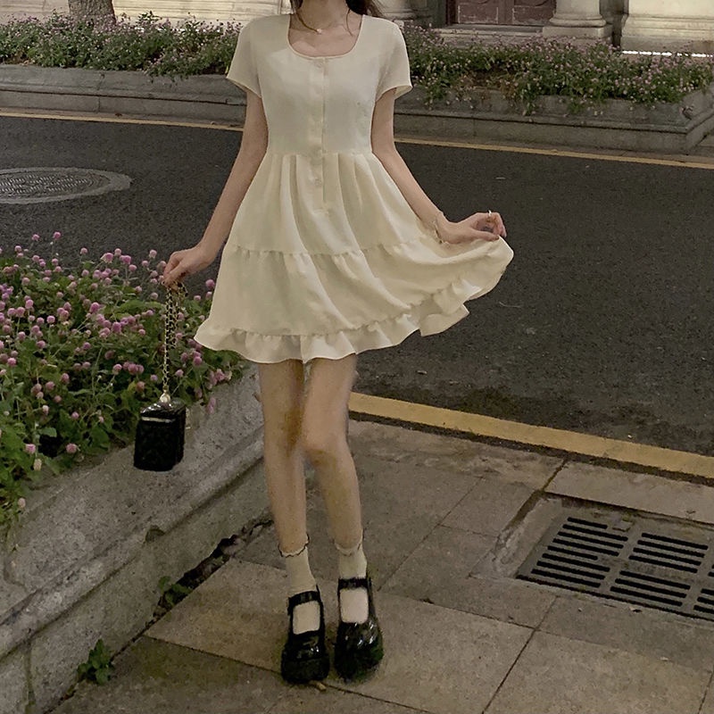 Đầm BH tay ngắn màu mơ phong cách Pháp mùa hè mới