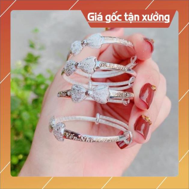 FREE SHIP VÒNG NƠ KHẮC TÊN CHO BÉ BẠC TA NGUYÊN CHẤT