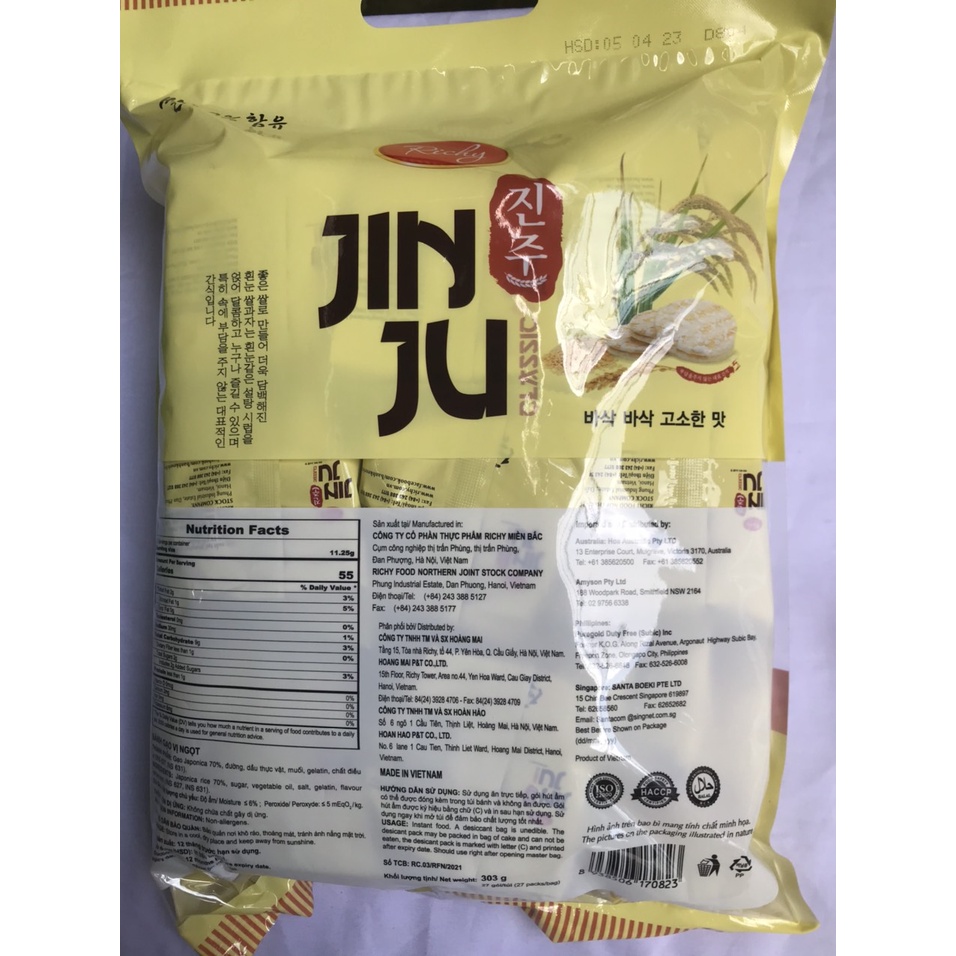 Bánh Gạo Tuyết Jin Ju Vị Ngọt (Gói 303g )