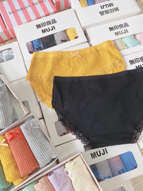 Hộp 5 quần lót cotton viền ren kháng khuẩn ms07