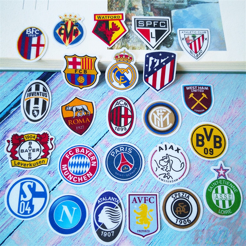 Set 40 miếng dán trang trí album thủ công hình logo câu lạc bộ bóng đá mini thời trang DIY