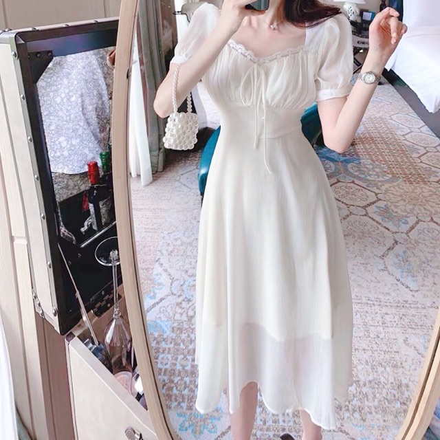 ĐẦM MIDI CỔ U (KÈM HÌNH THẬT)