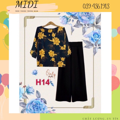 Bộ đồ trung niên cho mẹ Cho Bà - Áo Lụa Hàn Châu Quần Tơ Đũi Cao Cấp