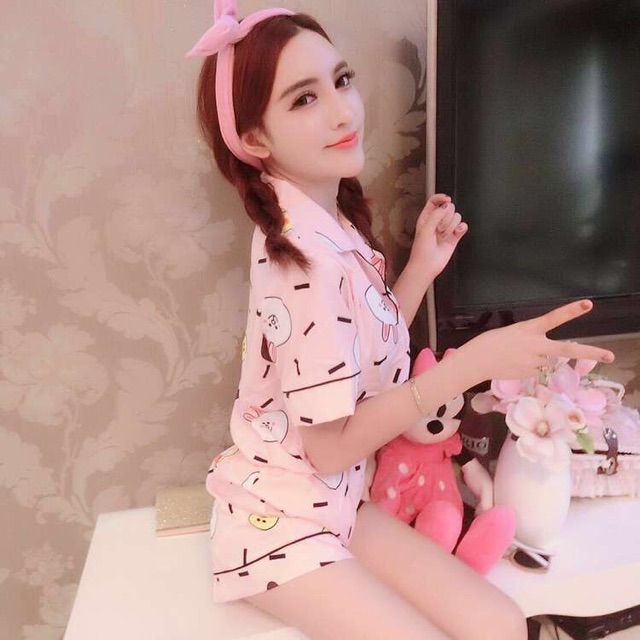 Bộ Pijama Tay Ngắn Quần Ngắn - Chất Kate Thái Siêu Đẹp | BigBuy360 - bigbuy360.vn