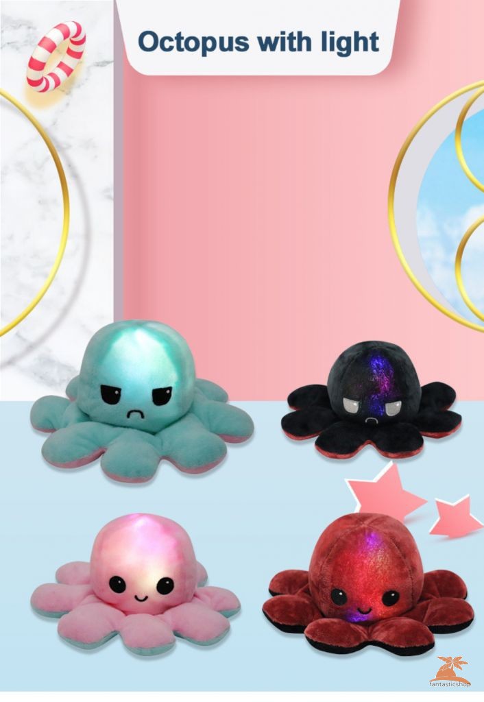 Ready Stock Tik Tok Bạch tuộc nhồi bông cảm xúc - Reversible Octopus plush toy-bạch tuộc cảm xúc Phát sáng JIMMY01