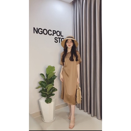 Váy suông dáng dài lụa satin
