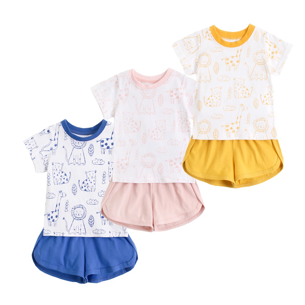 Set quần áo em bé Sanlutoz cotton hoạt hình mùa hè