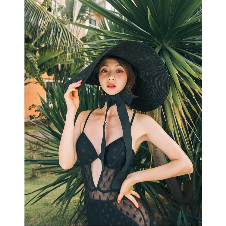 Bikini, Bộ Đồ bơi nữ áo tắm liền một mảnh cup ngực chấm bi siêu xinh chất thun lạnh hàn quốc cho phụ nữ