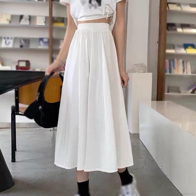 Chân Váy Midi Lưng Cao Màu Trơn Xếp Ly Thiết Kế Trẻ Trung Cho Nữ