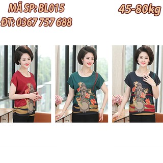 Áo kiểu áo lụa nữ trung niên form rộng chất lụa mát BL015