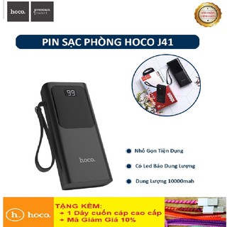 Sạc Dự Phòng J41 Intelligent Balance Polymer💎3 CỔNG SẠC💎Pin Dự Phòng Hoco Chính Hãng 10000mAh