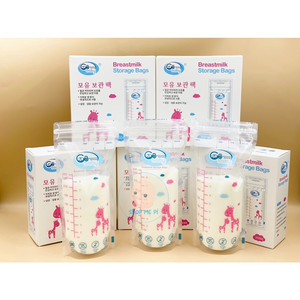 Túi trữ sữa GB Baby 250ml hộp 50 chiếc - mẫu mới
