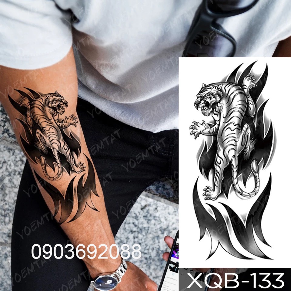 [HCM] Hình xăm dán - tattoo sticker hình con rồng - phượng hoàng 12 x19cm