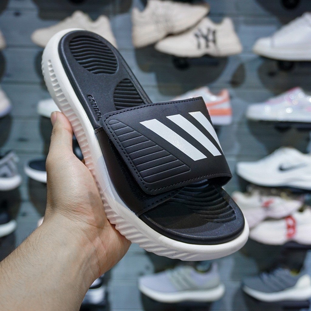 Dép nam quai ngang Alphabounce đen trắng - quai dán xé cực chất