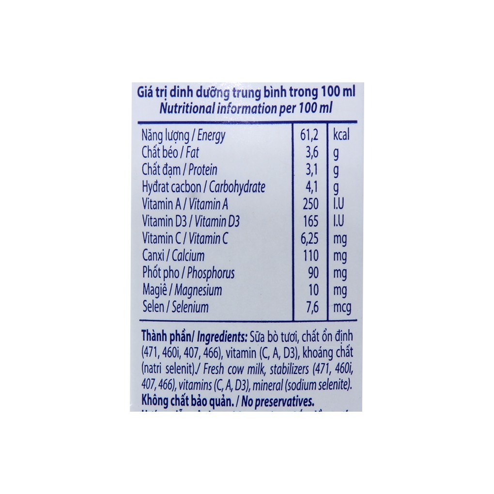 Thùng 48 Hộp Sữa Vinamilk 100% Có Đường 110ml.