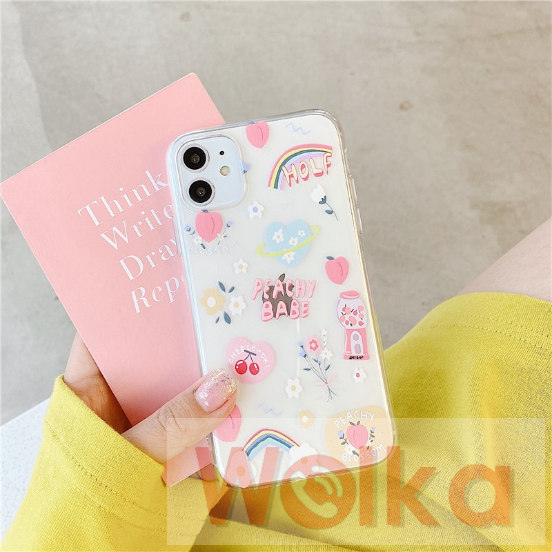 Ốp lưng mềm họa tiết sticker đáng yêu cho iPhone 12mini 12 Pro Max 11 Pro Max 6 6s 7 8 Plus XR X XS MAX | BigBuy360 - bigbuy360.vn