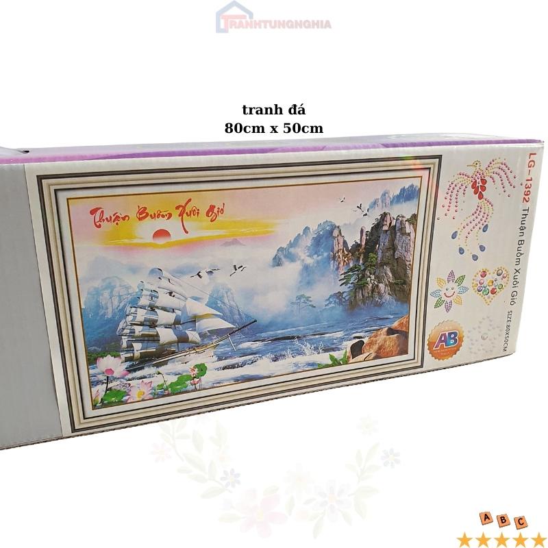 Tranh đính đá, tranh thêu chữ thập thuận buồm xuôi gió