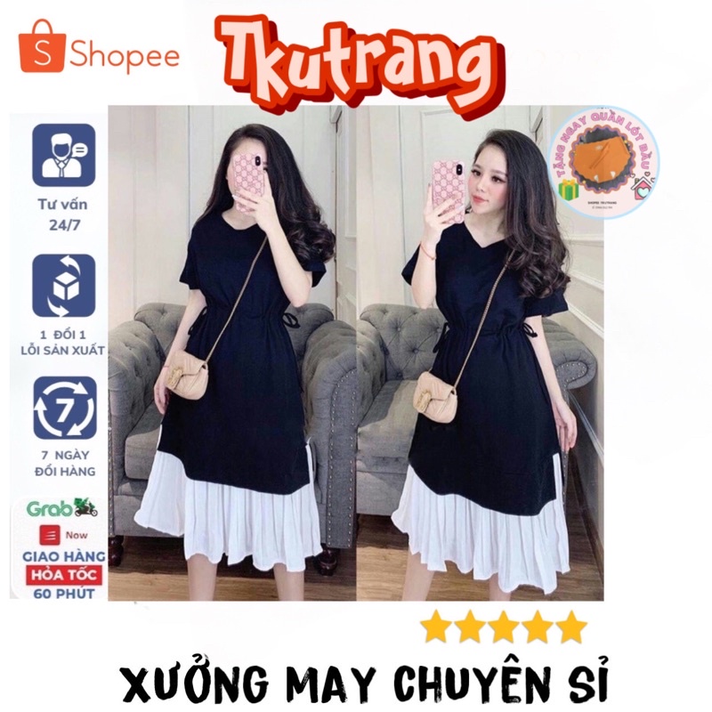 Đầm Bầu Váy Bầu Thun Cotton Dáng Suông Xòe Mùa Hè Tay Ngắn Vải Mát- tkutrang đồ bầu